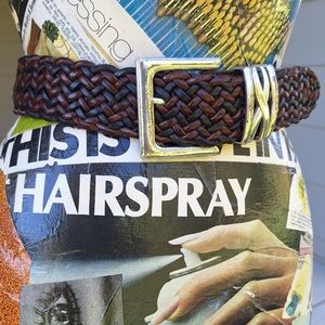 Brighton Dark Brown and Gold Braided Belt